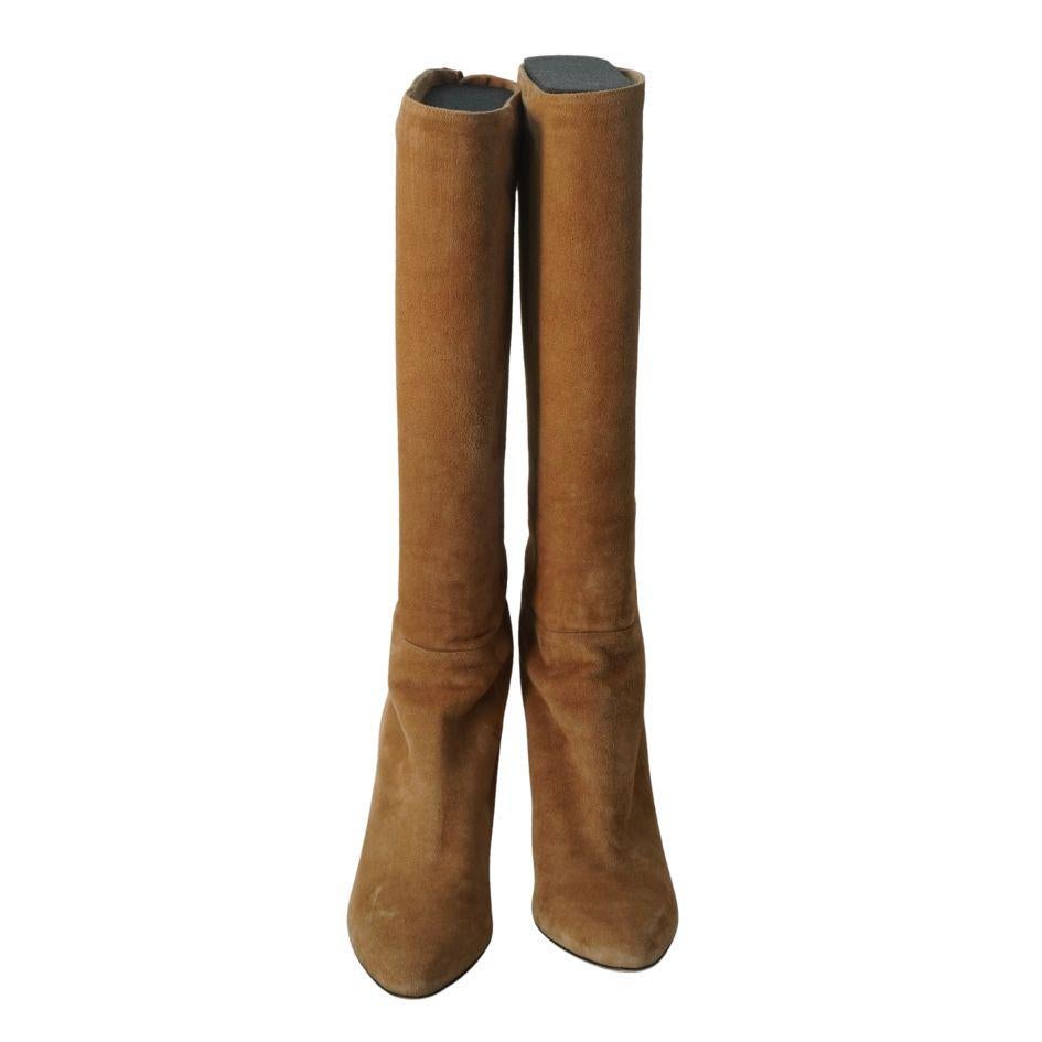 Brown Jimmy Choo Tan Suede Knee High Boots 41 For Sale