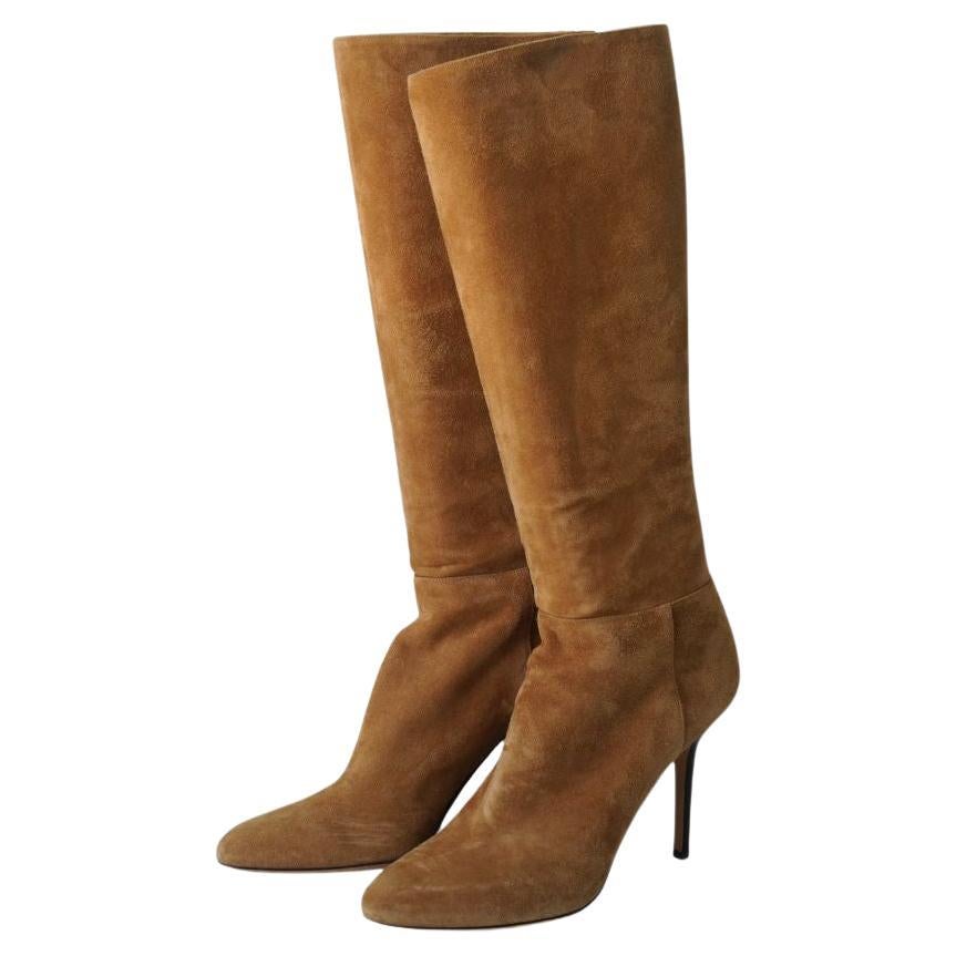 Women's Jimmy Choo Tan Suede Knee High Boots 41 For Sale