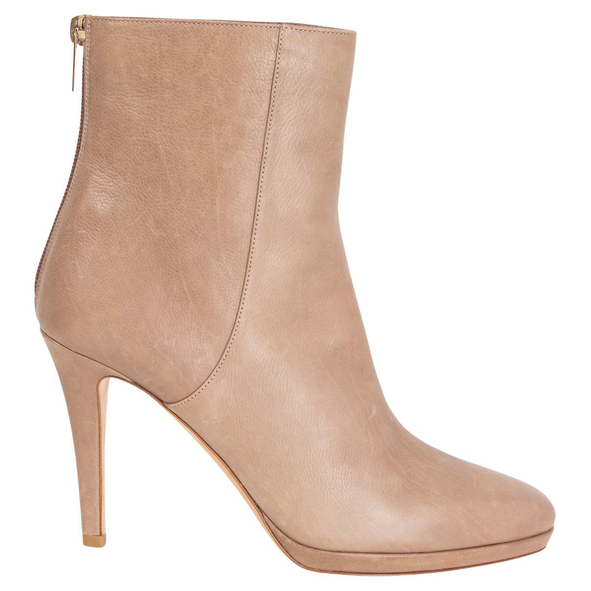 JIMMY CHOO taupe leather BRODY Ankle Boots Shoes 38.5 For Sale