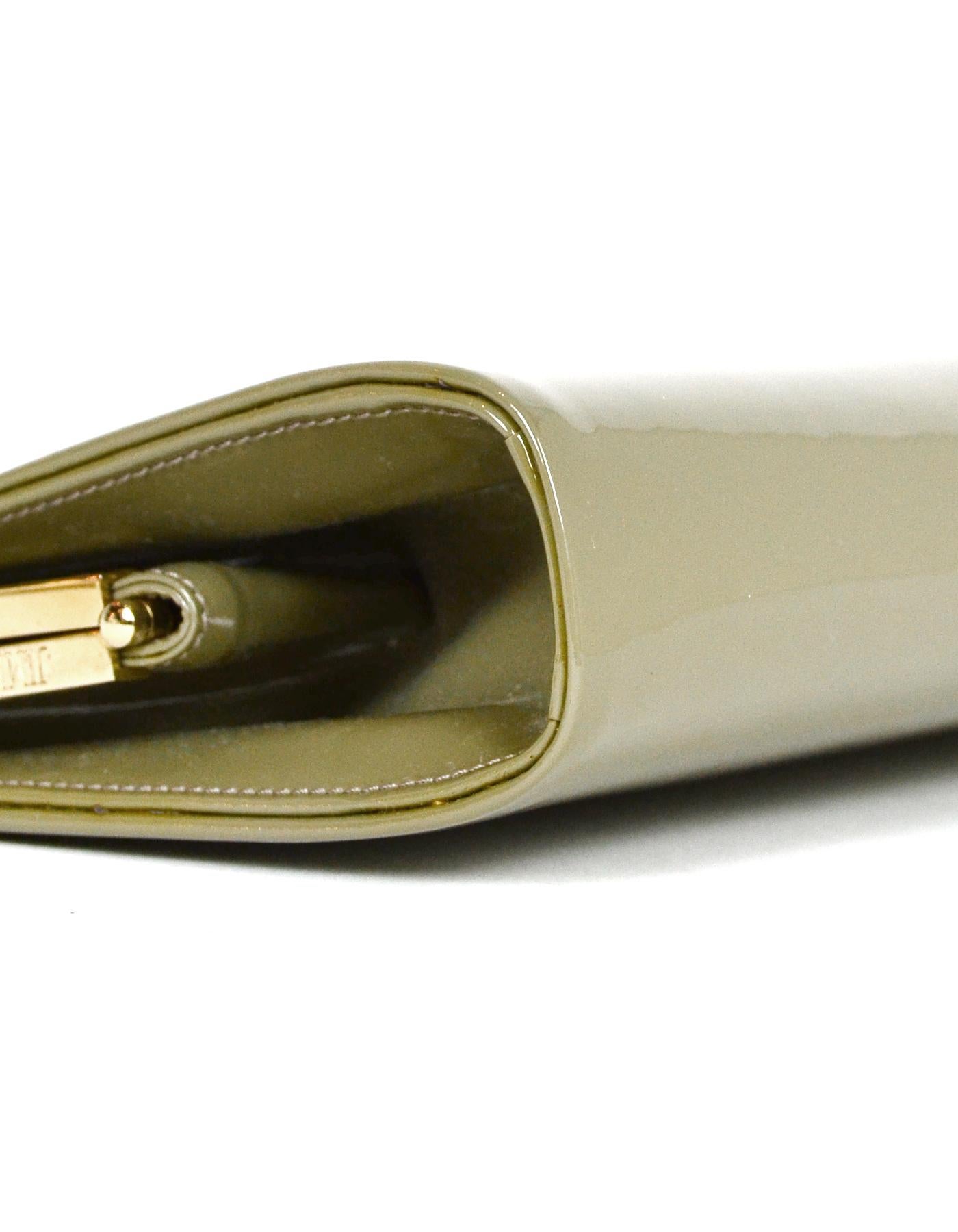 taupe patent leather clutch