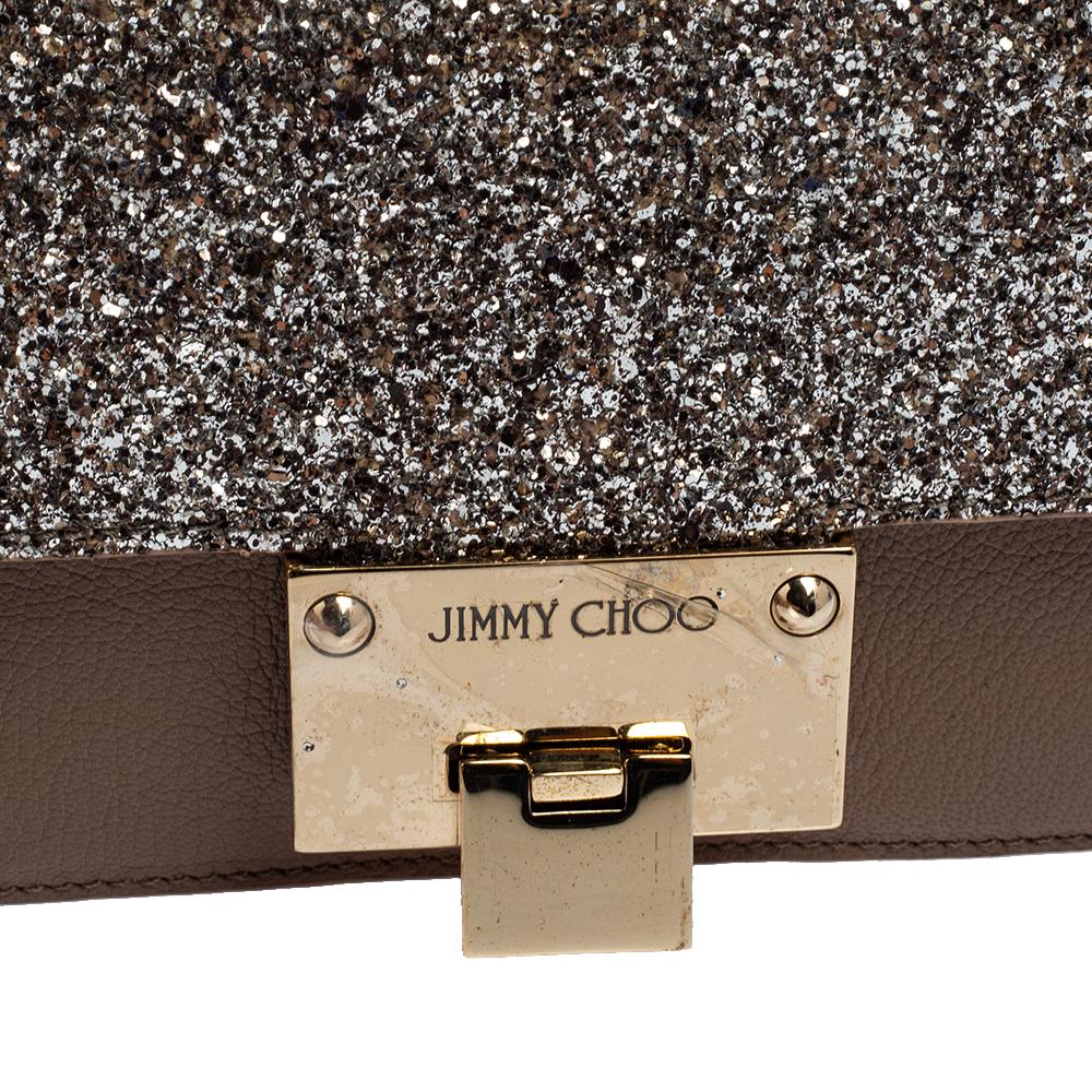 Jimmy Choo Taupe/Silver Glitter and Leather Mini Rebel Crossbody Bag 2