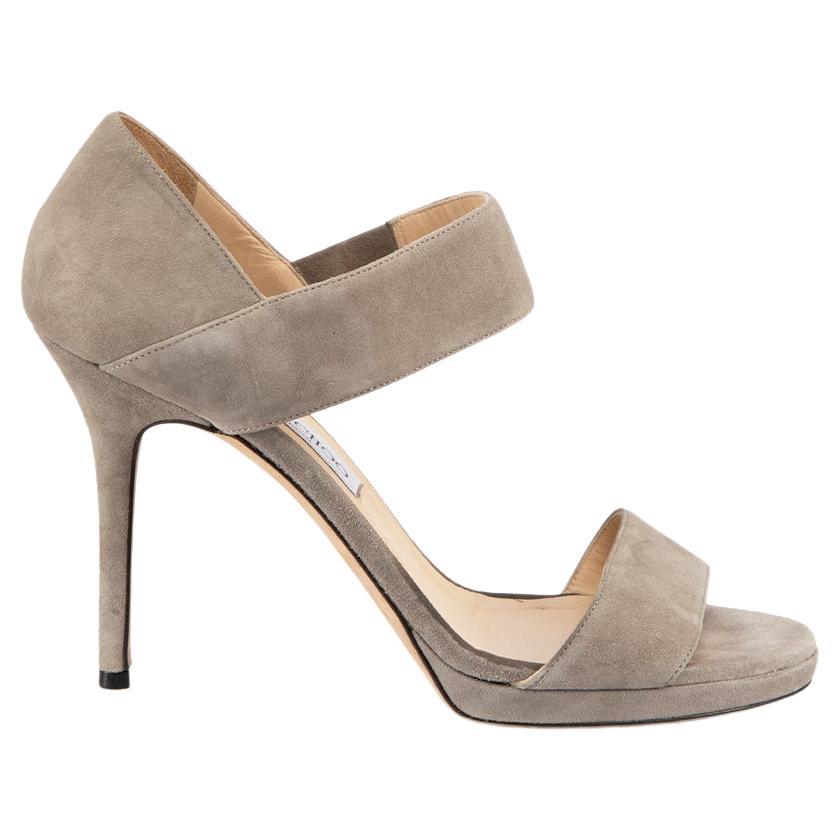 Jimmy Choo Taupe Suede Strap Sandals Size IT 40