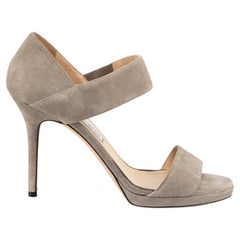 Used Jimmy Choo Taupe Suede Strap Sandals Size IT 40