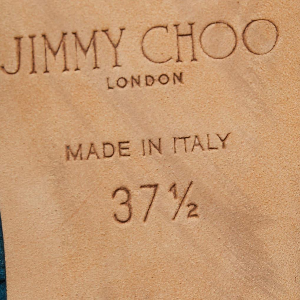 Jimmy Choo Teal Suede Lottie Sandals Size 37.5 For Sale 1