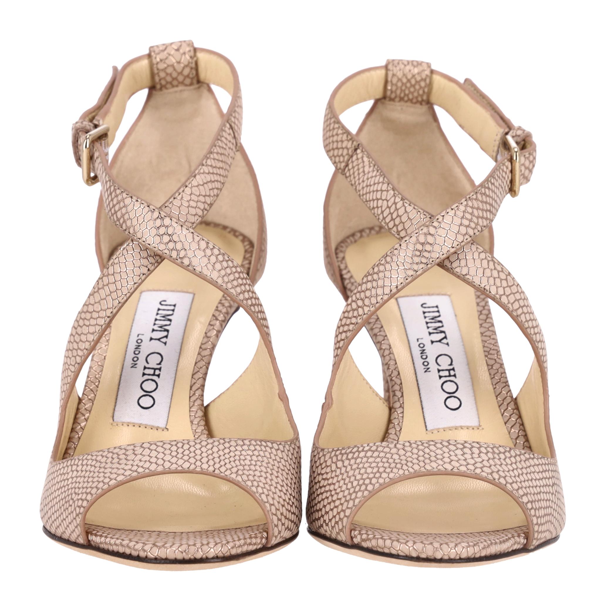 Sandalias Emily de piel texturizada Jimmy Choo Beige en venta