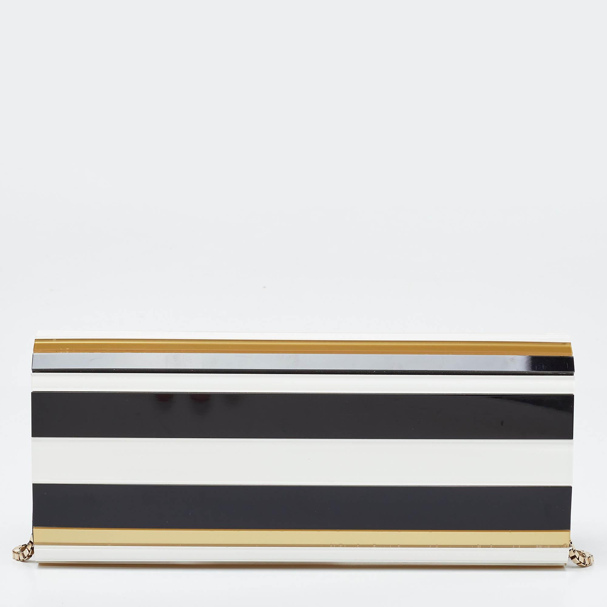 Jimmy Choo Tri Color Acrylic and Leather Sweetie Chain Clutch In Good Condition In Dubai, Al Qouz 2