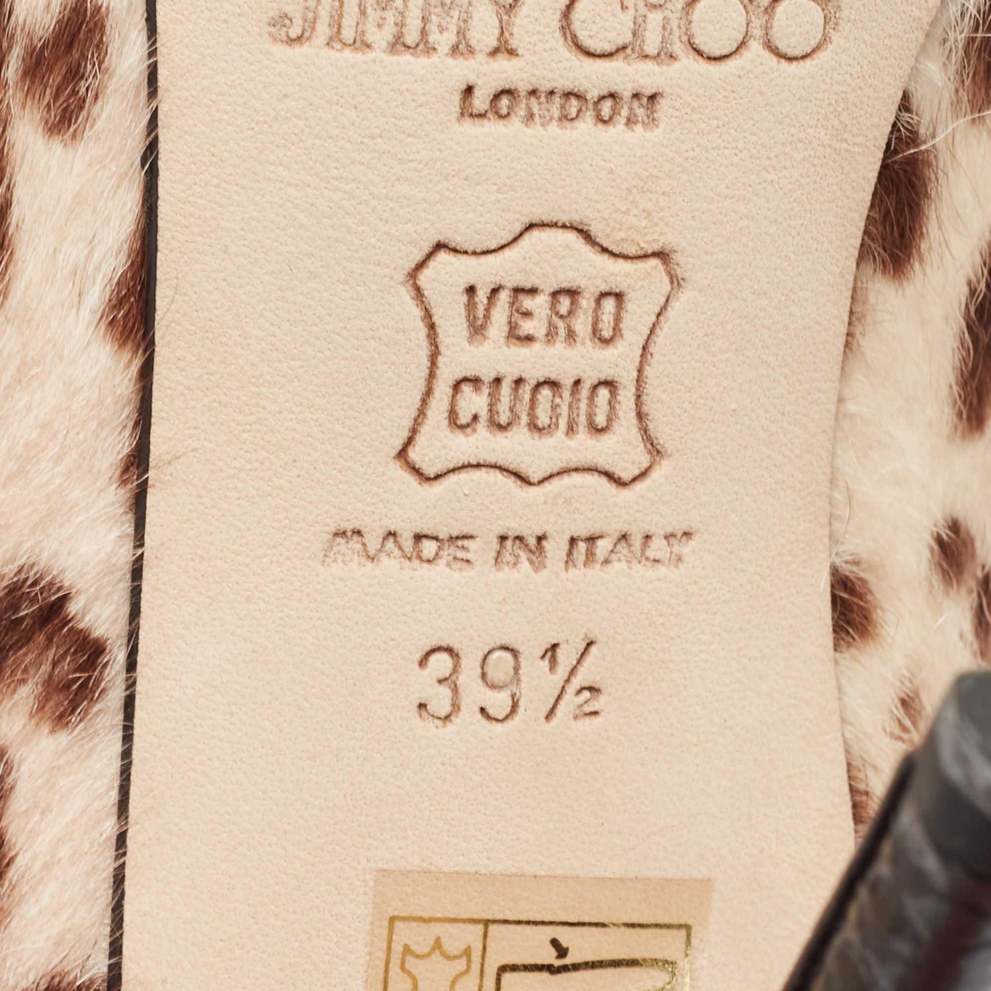 Jimmy Choo Tricolor Animal Print Calf Hair Studded Open Toe Pumps Size 39.5 For Sale 2