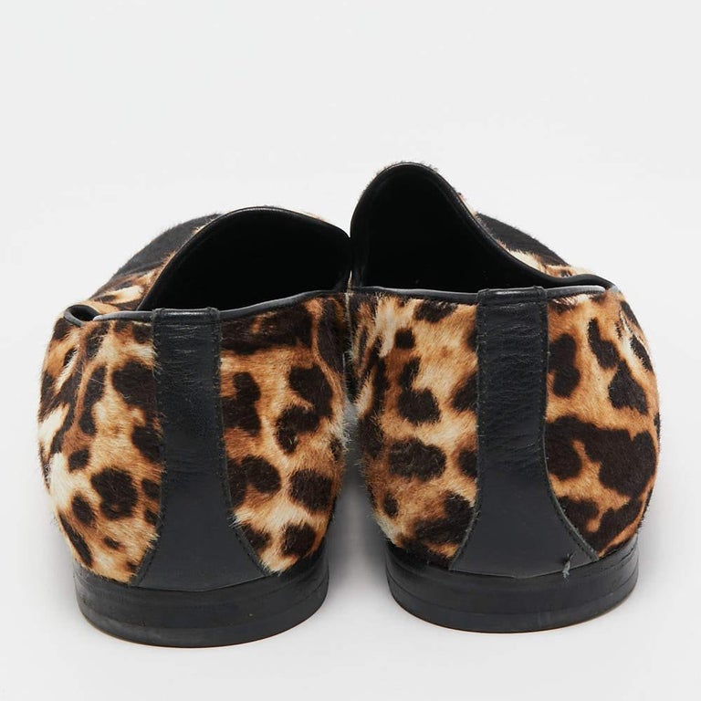Jimmy Choo Tricolor Leopard Print Calf Hair Smoking Slippers Size 43 - Main Image
