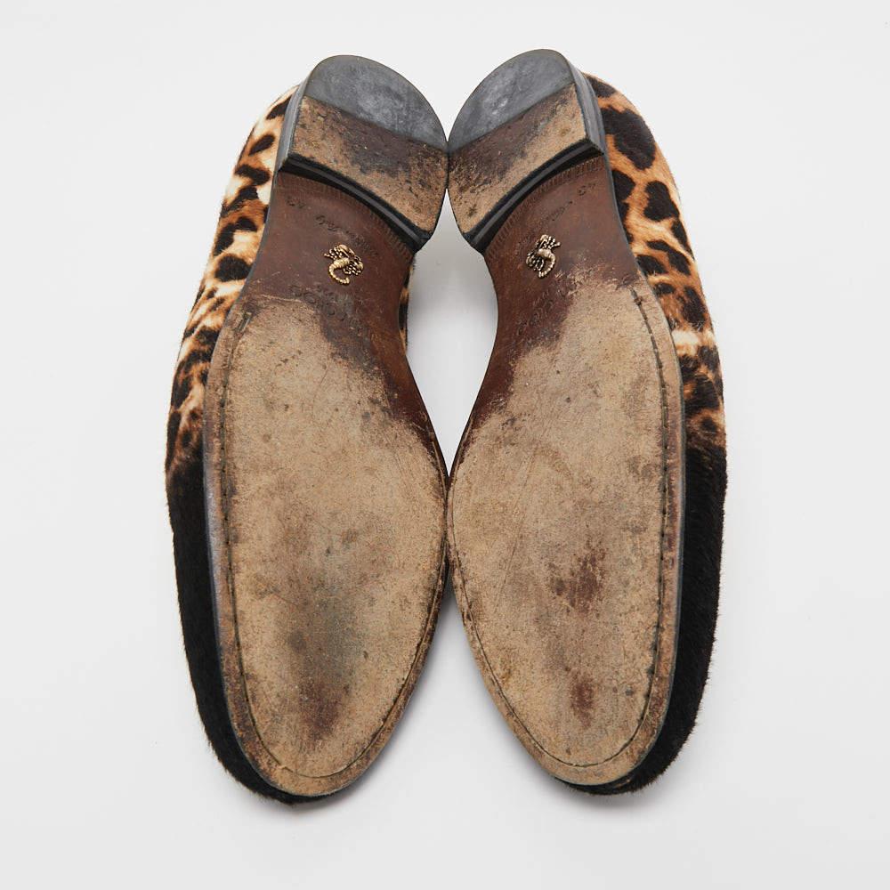 Jimmy Choo Tricolor Leopard Print Calf Hair Smoking Slippers Size 43 For Sale 1