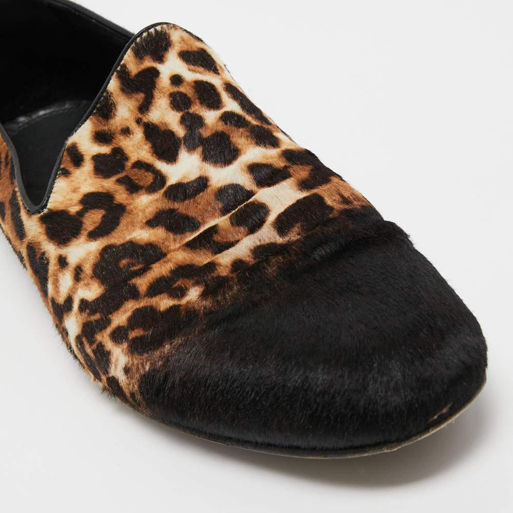 Jimmy Choo Tricolor Leopard Print Calf Hair Smoking Slippers Size 43 For Sale 3
