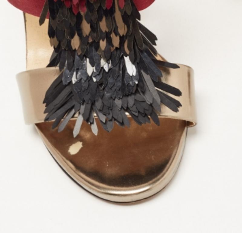 Donna Jimmy Choo Sandali con frange in pitone, raso e pelle Fedora tricolore misura 38,5 in vendita