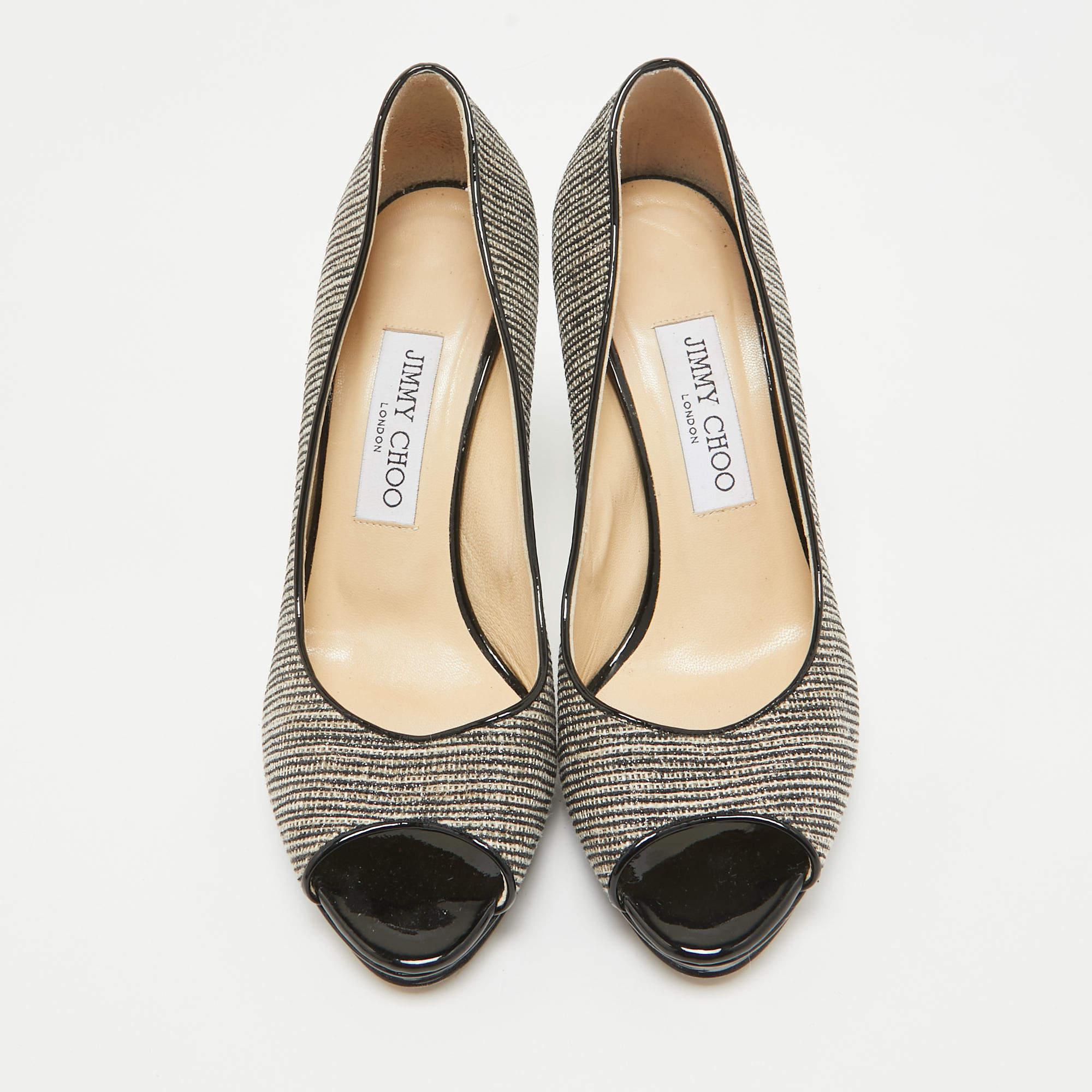 Gris Jimmy Choo escarpins Luna en toile bicolore, taille 38 en vente