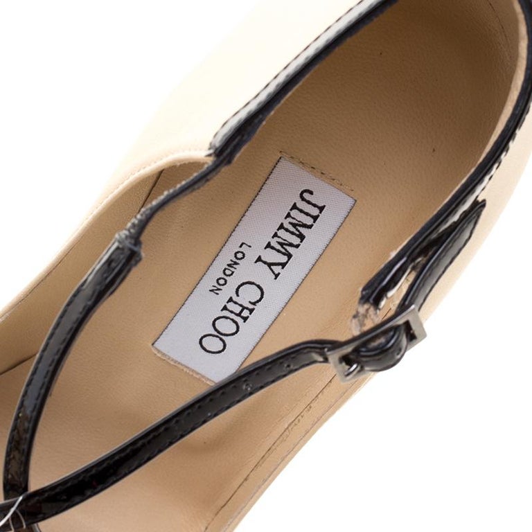 Jimmy Choo Two Tone Leather Madera Cross Strap Pointed Toe Pumps Size