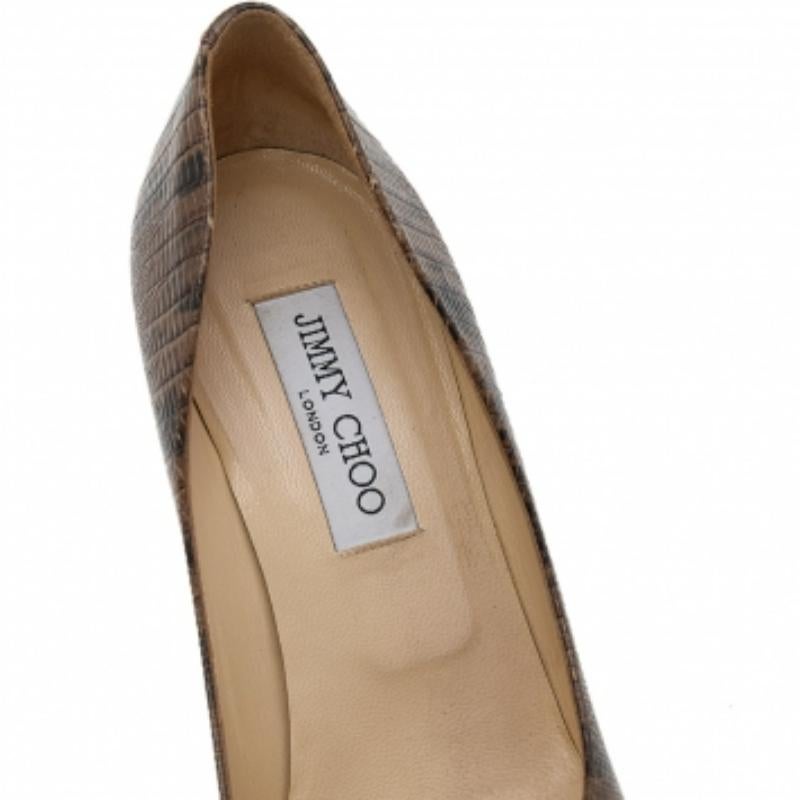 Jimmy Choo - Pumps con piattaforma cosmica in pelle goffrata con lucertola bicolore - misura 38 in vendita 1