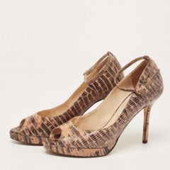 Jimmy Choo zwei Ton Eidechse geprägte Wildleder Peep Toe Ankle Strap Pumps Größe 36,5