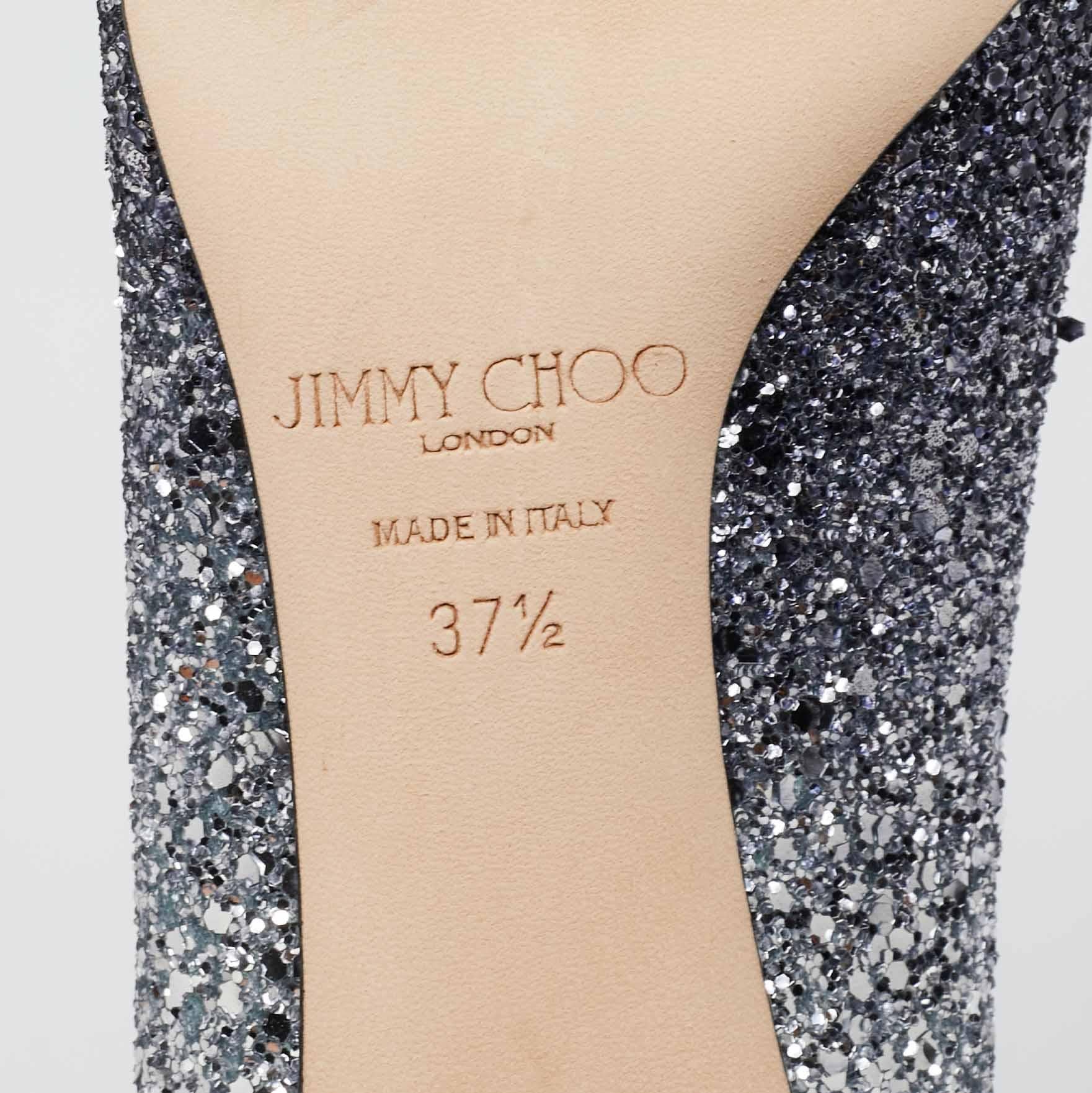 Jimmy Choo Two Tone Ombre Coarse Glitter Fabric Romy Pointed Toe Pumps 37.5 In Excellent Condition In Dubai, Al Qouz 2