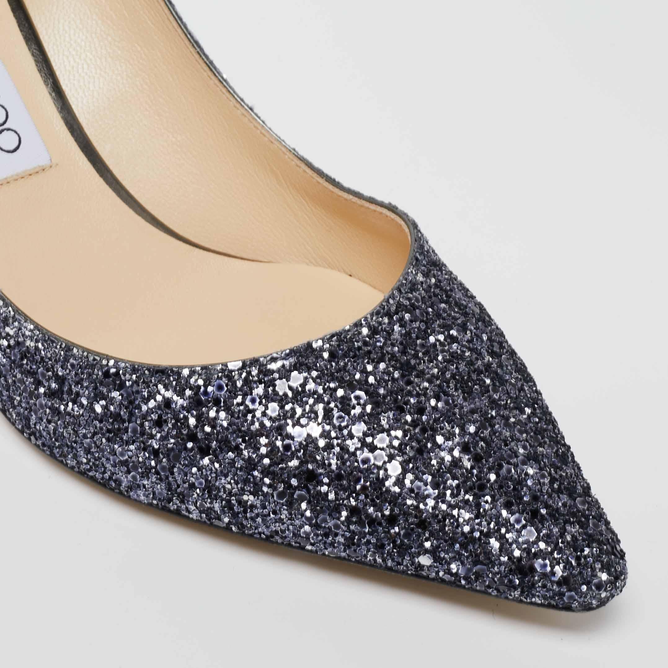 Jimmy Choo Two Tone Ombre Coarse Glitter Fabric Romy Pointed Toe Pumps