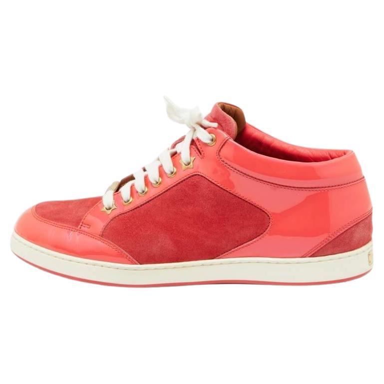 Jimmy Choo Two Tone Suede and Patent Leather Miami Sneakers Size 41 For Sale