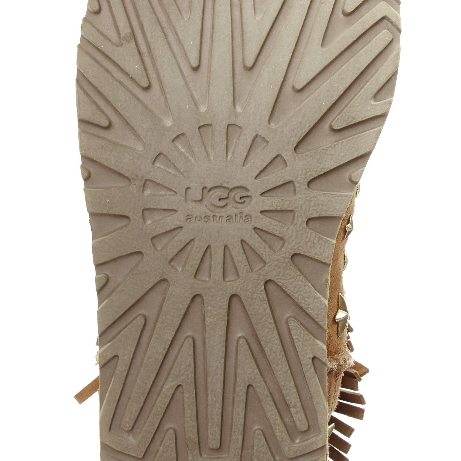 JIMMY CHOO UGG brown suede gold star embellished fringe trim snow boots EU36 5