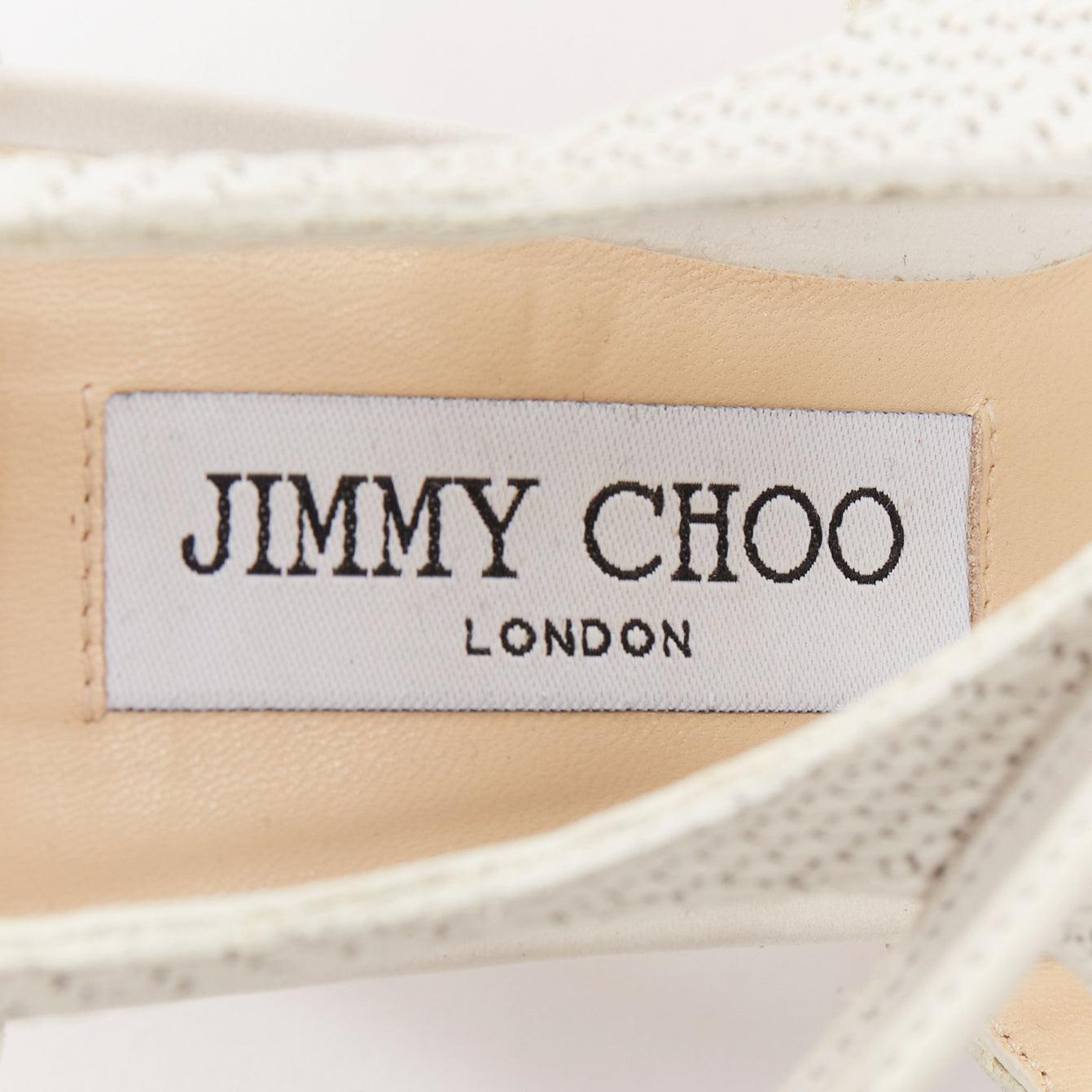 JIMMY CHOO Vanessa weißes strukturiertes Wildleder Leder Krawatte Braut Pumpe EU38.5 im Angebot 5