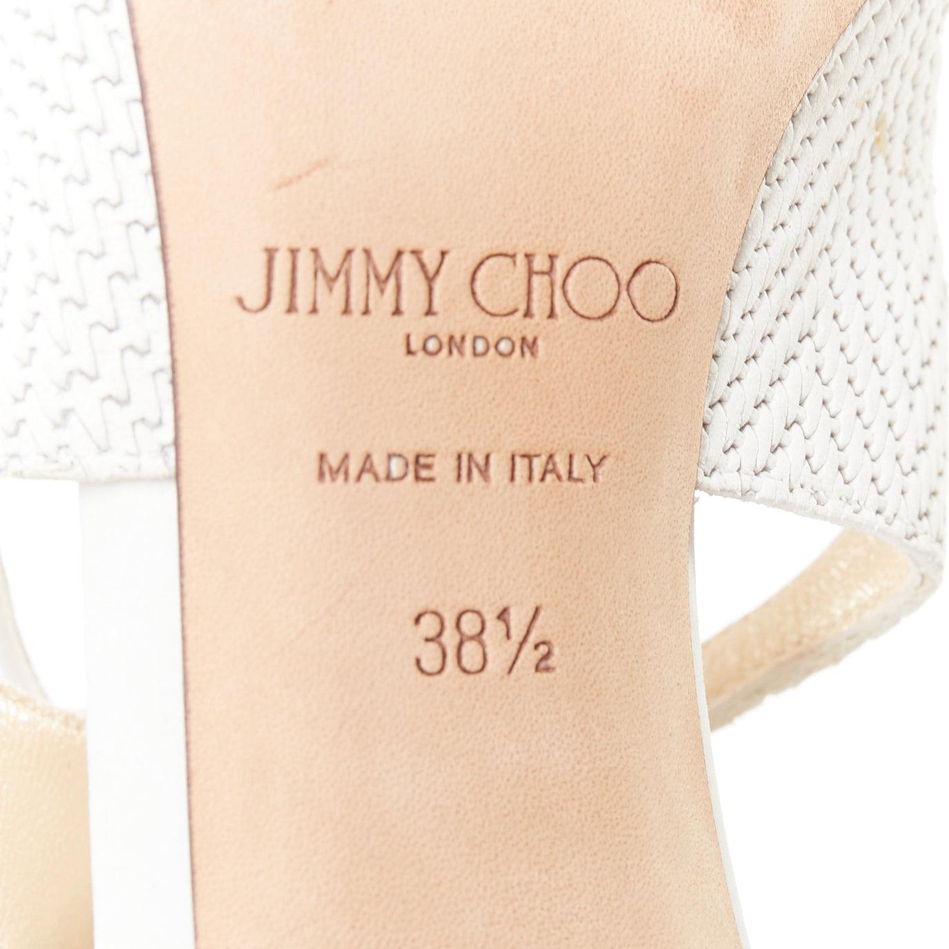 JIMMY CHOO Vanessa weißes strukturiertes Wildleder Leder Krawatte Braut Pumpe EU38.5 im Angebot 6