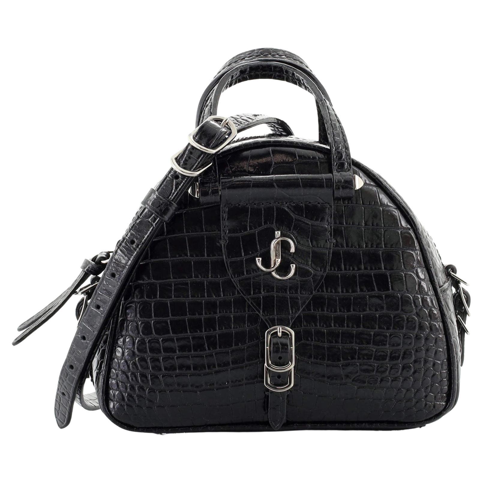 Buy Jimmy choo Varenne Bowling Mini Croc-Embossed Bag, Black Color Women