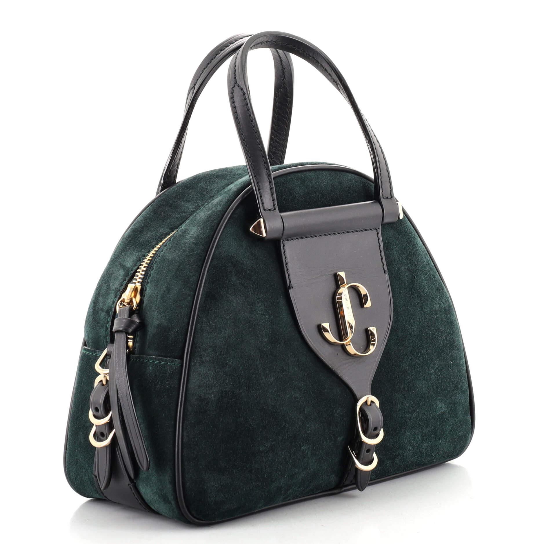 Jimmy Choo Varenne Bowlingtasche aus Wildleder, klein (Schwarz)