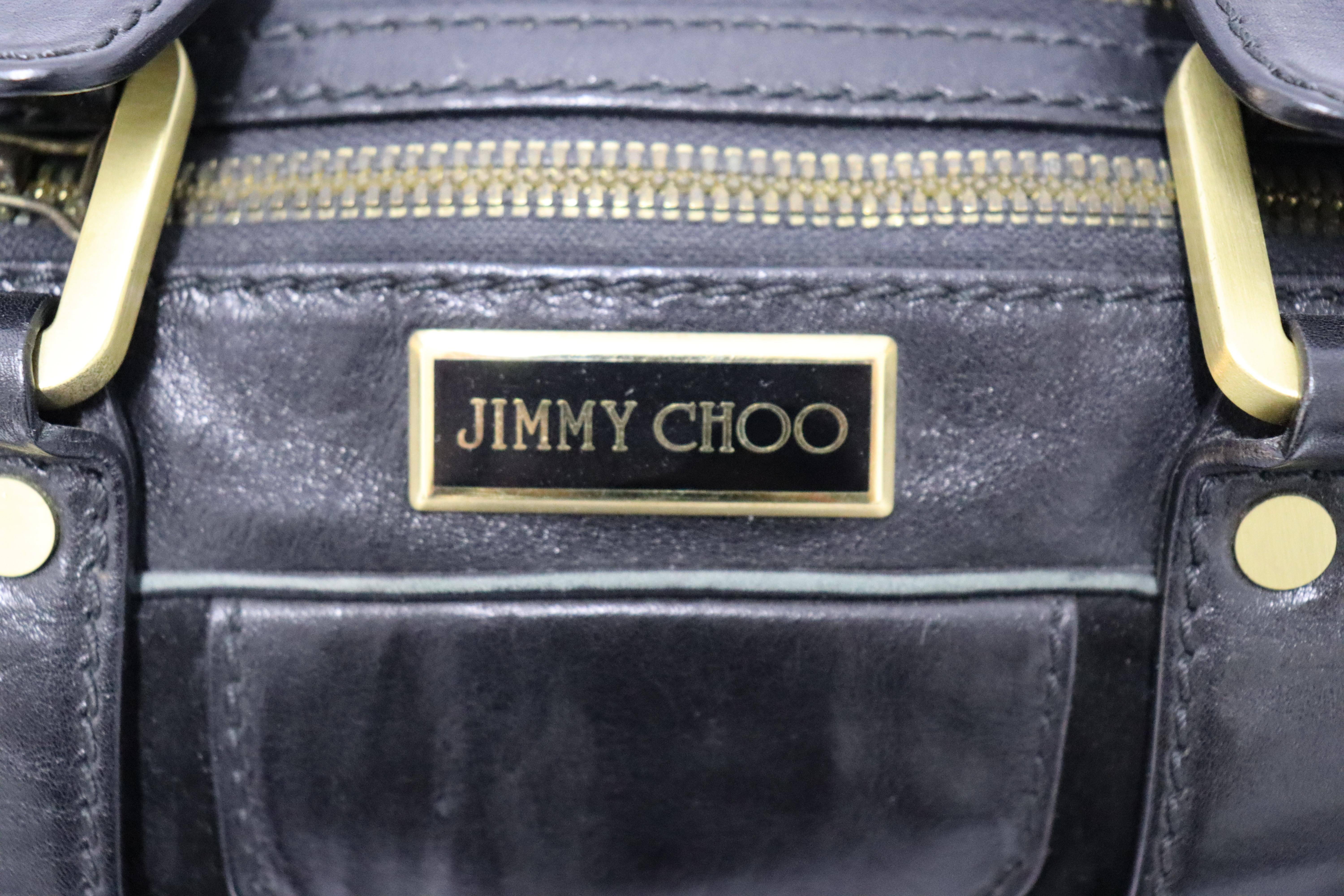 Jimmy Choo - Sac à bandoulière en cuir et daim noir vintage en vente 3