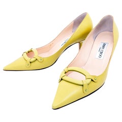 Jimmy Choo Vintage Chartreuse Green Pointed Toe Heels Size 37