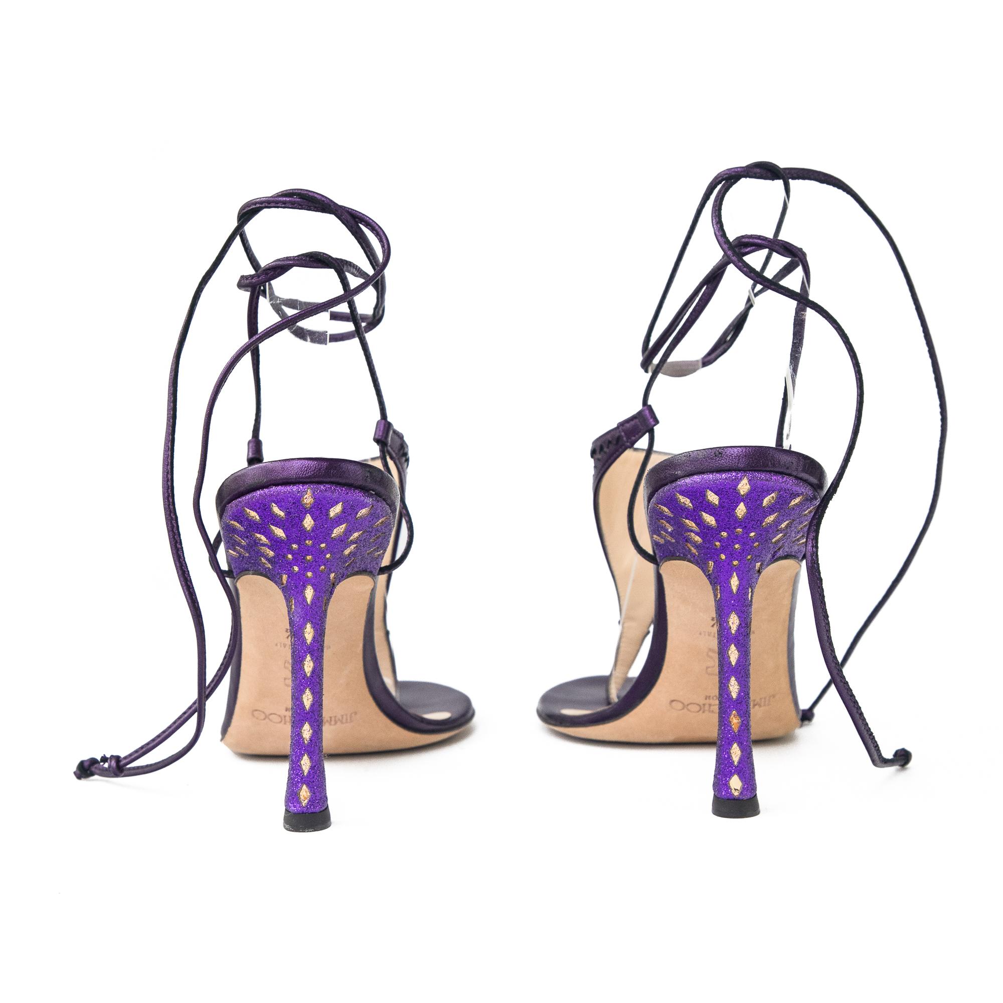 Jimmy Choo Vintage Purple Lace up Thong Heels size 37.5 1