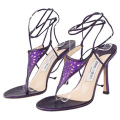 Jimmy Choo Vintage Purple Lace up Thong Heels size 37.5
