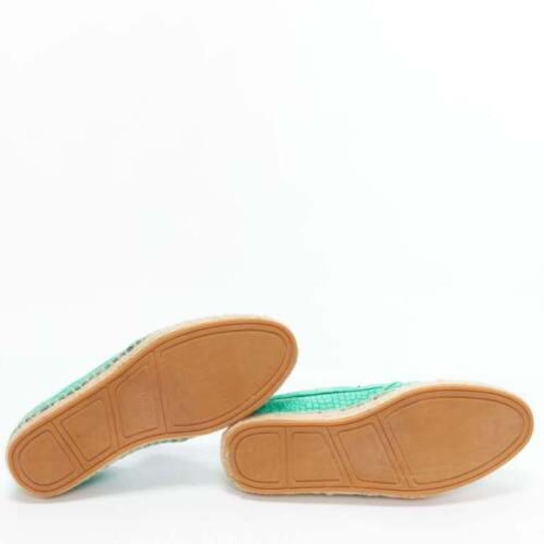 JIMMY CHOO Espadrilles Vlad en cuir écaillé gaufré vert menthe EU42 en vente 5