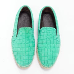 JIMMY CHOO Vlad mint green embossed scaled leather espadrilles EU42