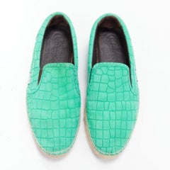 JIMMY CHOO Vlad mint green embossed scaled leather espadrilles EU42