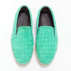JIMMY CHOO Vlad mint green embossed scaled leather espadrilles EU42
