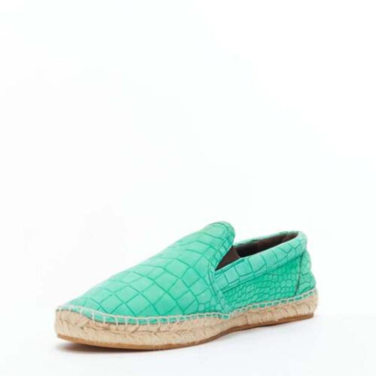 JIMMY CHOO Espadrilles Vlad en cuir écaillé gaufré vert menthe EU42 Bon état - En vente à Hong Kong, NT