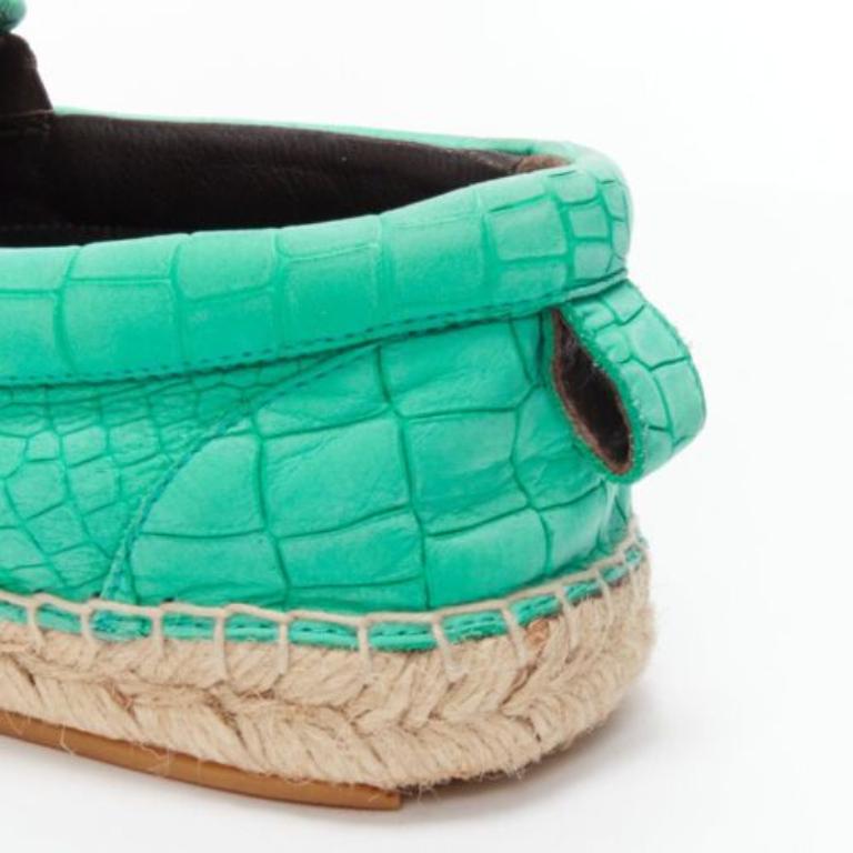 JIMMY CHOO Espadrilles Vlad en cuir écaillé gaufré vert menthe EU42 en vente 3
