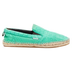 JIMMY CHOO Vlad mint green embossed scaled leather espadrilles EU42