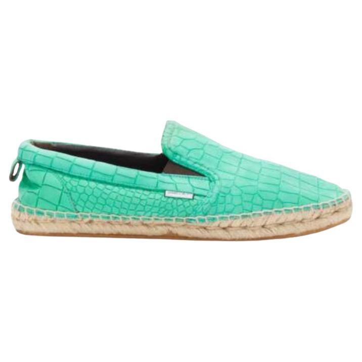 JIMMY CHOO Espadrilles Vlad en cuir écaillé gaufré vert menthe EU42 en vente
