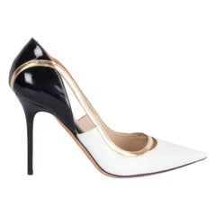 JIMMY CHOO Weiß-Schwarz-Schwarz-Gold-Pumps aus Lackleder VIPER 36