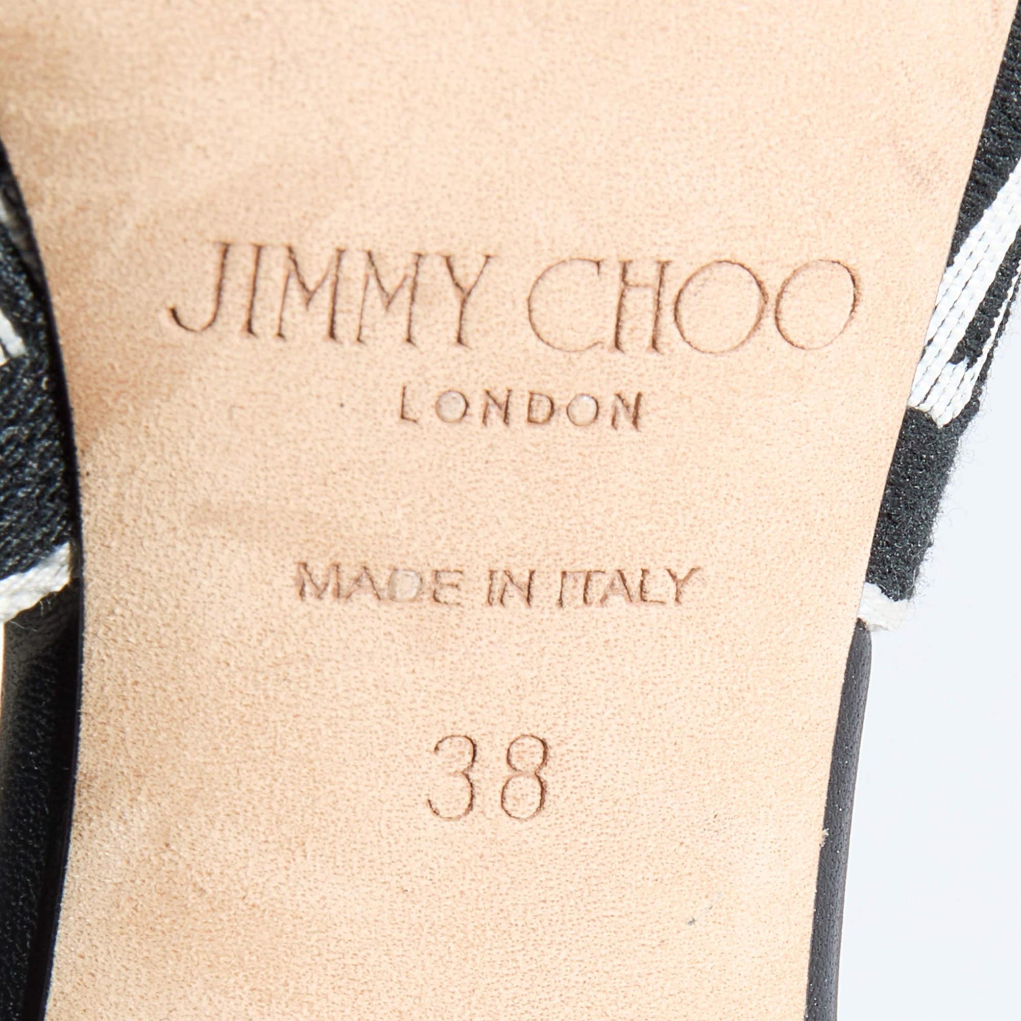 Jimmy Choo White/Black Web Bailey Logo Ankle Strap Sandals Size 38 3
