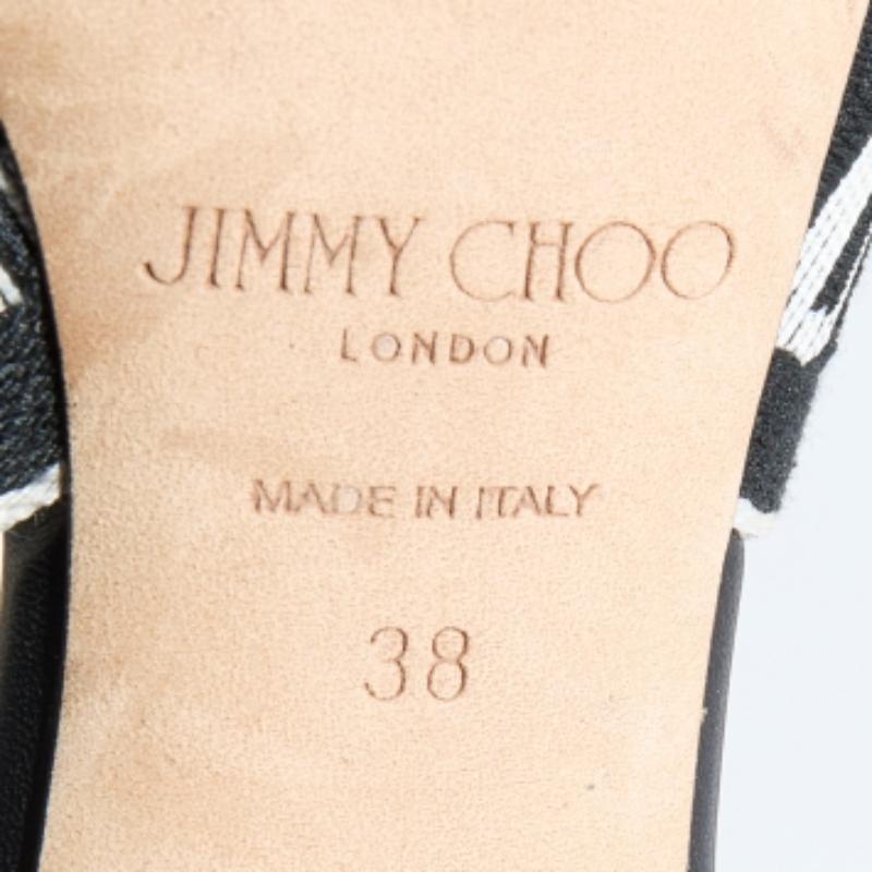 Jimmy Choo White/Black Web Bailey Logo Ankle Strap Sandals Size 38 For Sale 3