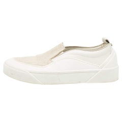 Jimmy Choo White Canvas and Rubber Slip On Sneakers Size 38