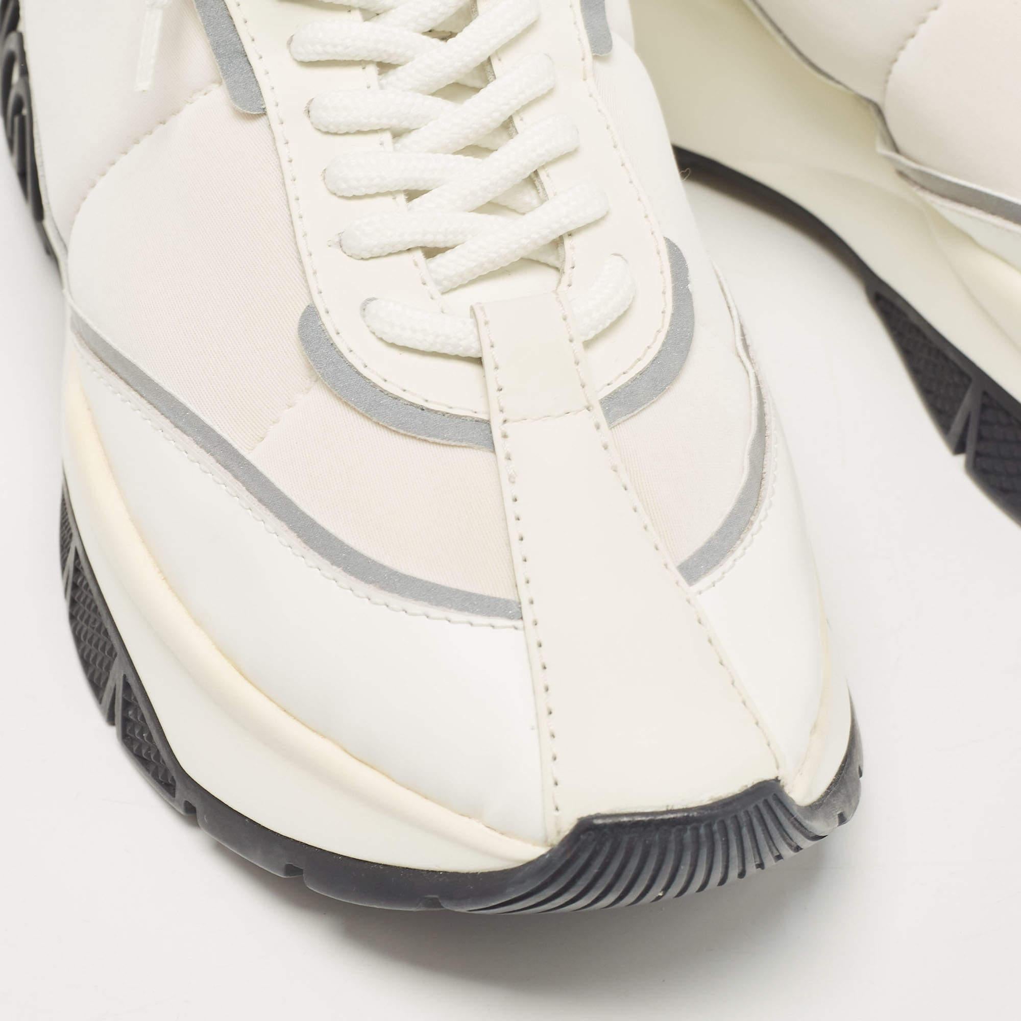 Jimmy Choo baskets Raine à lacets en cuir et tissu blanc taille 41,5 3
