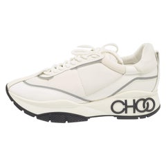 Jimmy Choo baskets Raine à lacets en cuir et tissu blanc taille 41,5