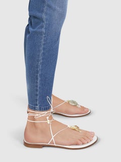 Jimmy Choo White Lace Up Thong Sandals Size IT 36