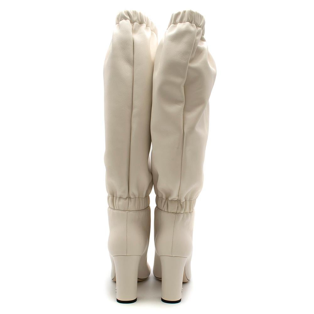 Women's Jimmy Choo White Latte Maxyn 85 Knee-High boots 39.5 For Sale
