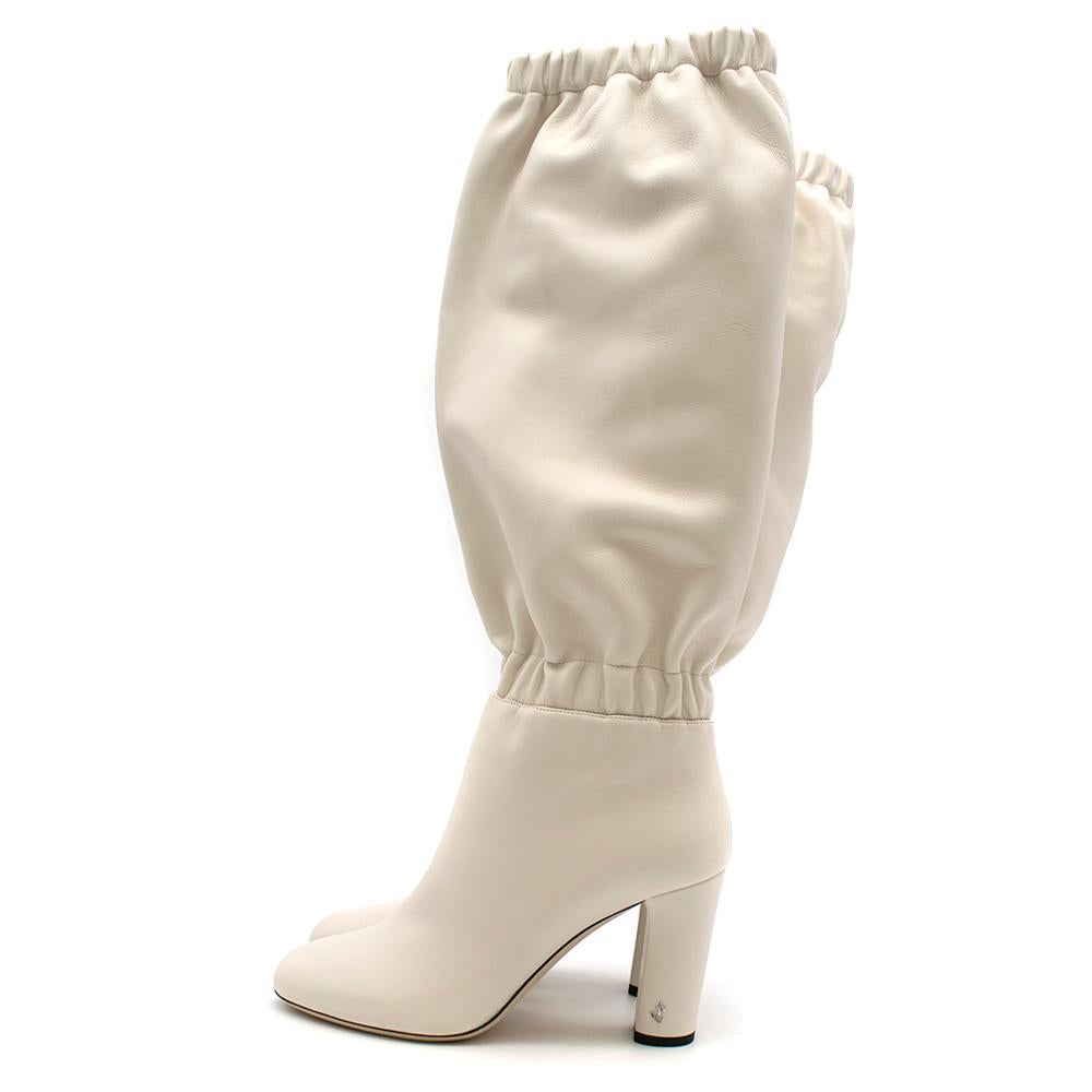 Jimmy Choo White Latte Maxyn 85 Knee-High boots 39.5 For Sale 1