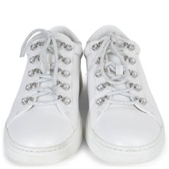 JIMMY CHOO white leather 2023 ANTIBES PEARL Sneakers Shoes 39 fit 38.5