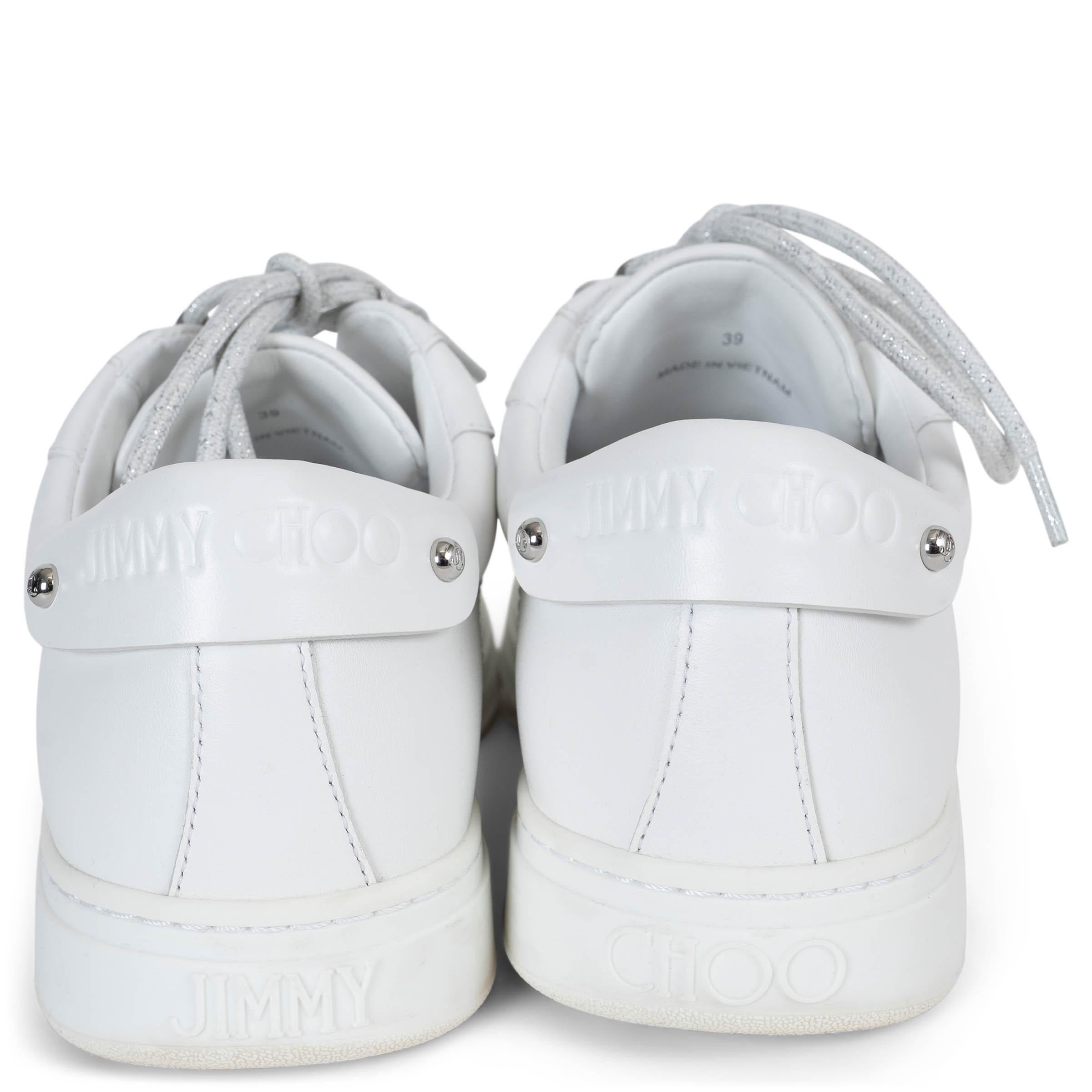 JIMMY CHOO Weiß Leder 2023 ANTIBES PEARL Sneakers Schuhe 39 fit 38.5 Damen im Angebot